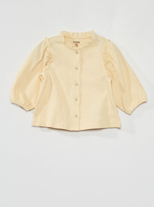 Blusa de malha amarrotada com bordado - Kiabi