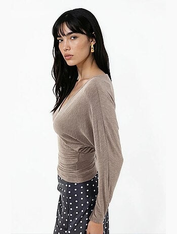 Blusa de malha com decote em v de corte solto busem