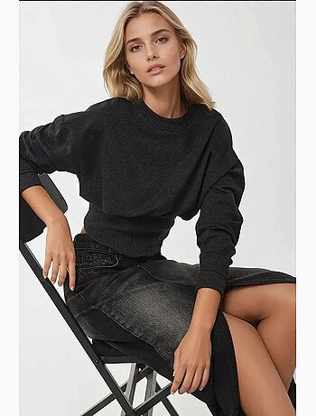 Blusa de malha com espartilho e gola redonda ajustada hiccup
