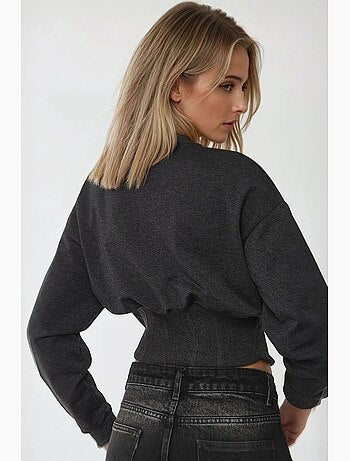 Blusa de malha com espartilho e gola redonda ajustada hiccup