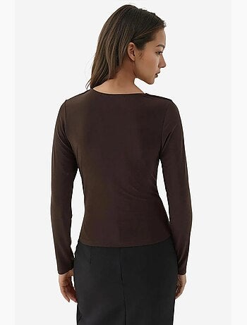 Blusa de malha com gola assimétrica e manga comprida hiccup
