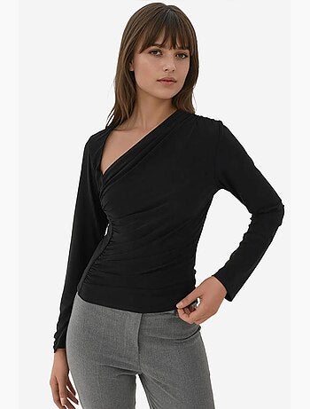 Blusa de malha com gola assimétrica e manga comprida hiccup