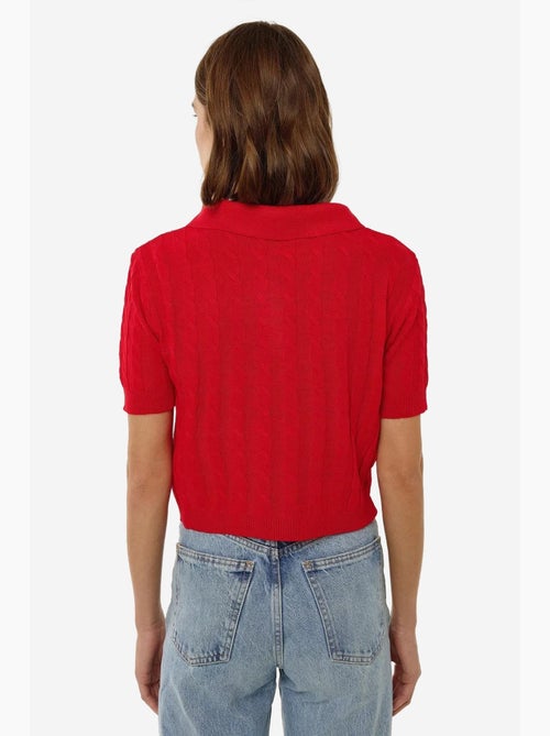 Blusa de malha com gola de camisa e padrão de trança de cabelo hiccup - Kiabi