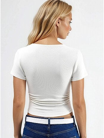 Blusa de malha elástica justa com detalhe drapeado hiccup