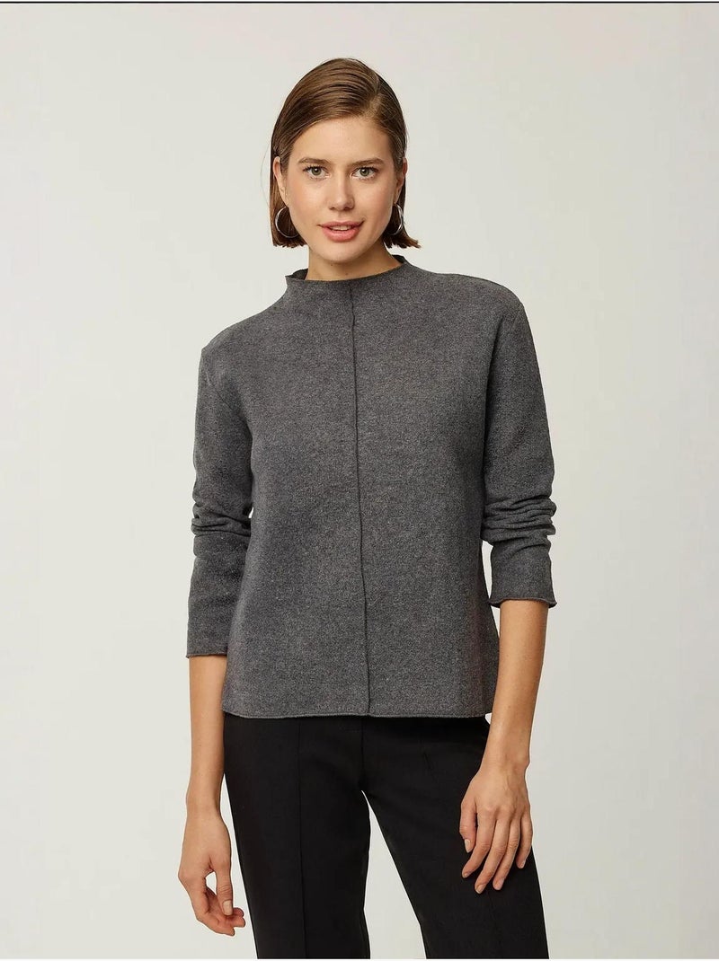Blusa de malha meia gola alta hiccup Cinza - Kiabi