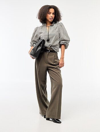 Blusa de manga comprida aos quadrados