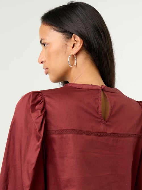 Blusa de manga comprida com bordados - Kiabi