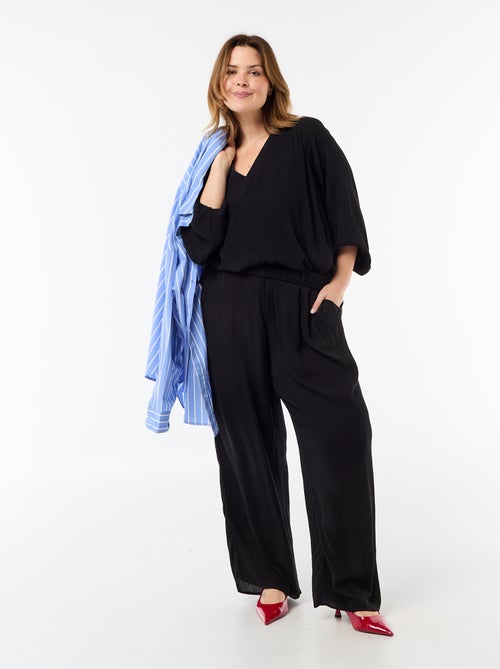 Blusa de manga comprida com gola de pontas soltas - Kiabi