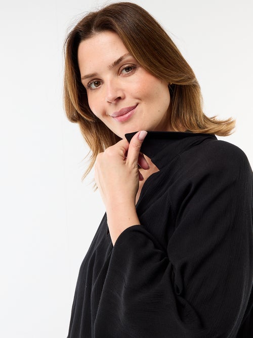 Blusa de manga comprida com gola de pontas soltas - Kiabi