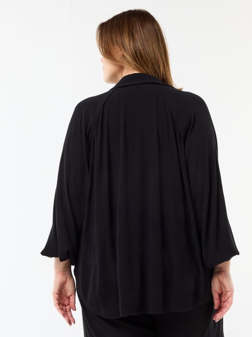 Blusa de manga comprida com gola de pontas soltas - Kiabi