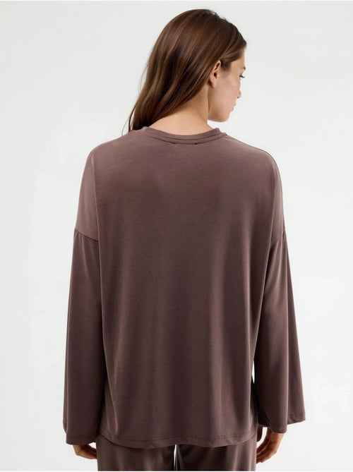 Blusa de manga comprida com gola redonda e caimento descontraído busem - Kiabi