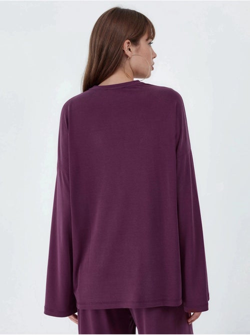 Blusa de manga comprida com gola redonda e caimento descontraído busem - Kiabi
