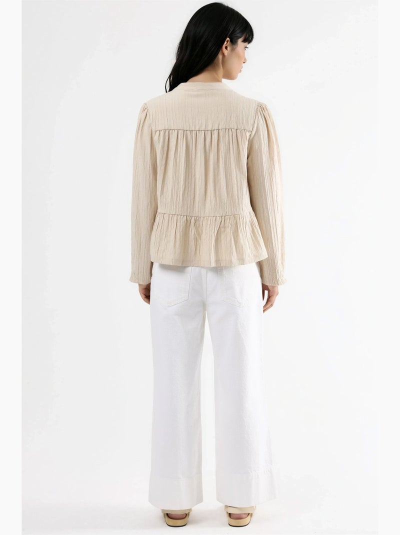 Blusa de manga comprida com gola tippet hiccup Marfim - Kiabi