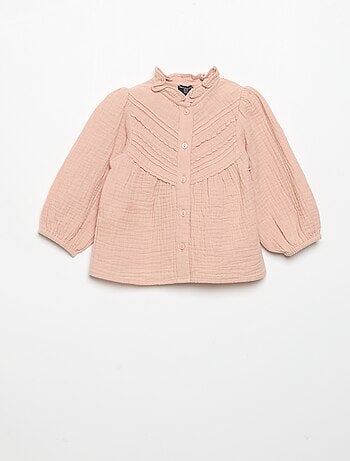 Blusa de manga comprida e gola fantasia
