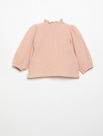 Blusa de manga comprida e gola fantasia