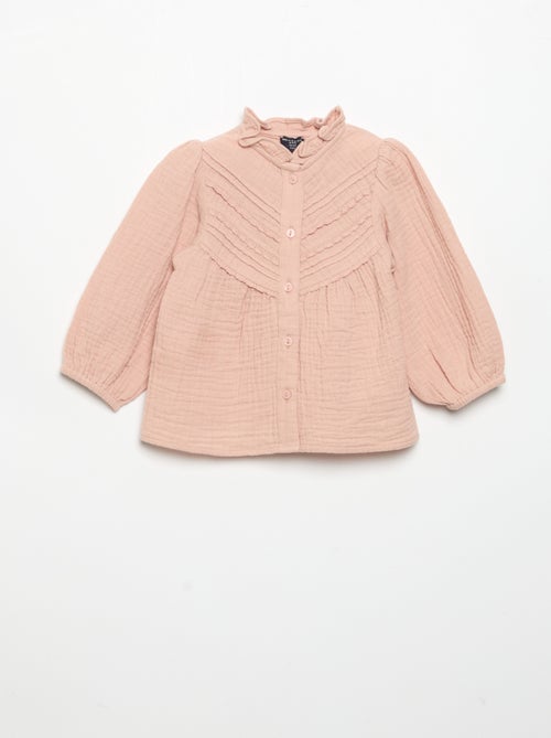 Blusa de manga comprida e gola fantasia - Kiabi Blusa de manga comprida e gola fantasia - Kiabi