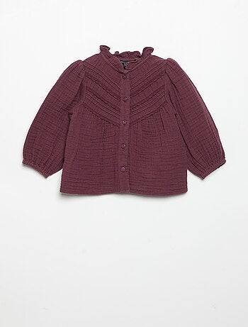 Blusa de manga comprida e gola fantasia
