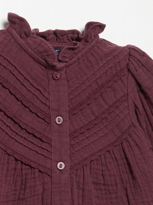 Blusa de manga comprida e gola fantasia - Kiabi Blusa de manga comprida e gola fantasia - Kiabi