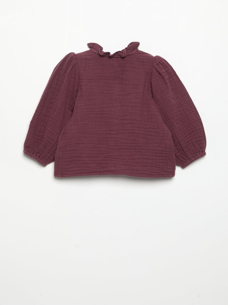Blusa de manga comprida e gola fantasia Violeta - Kiabi