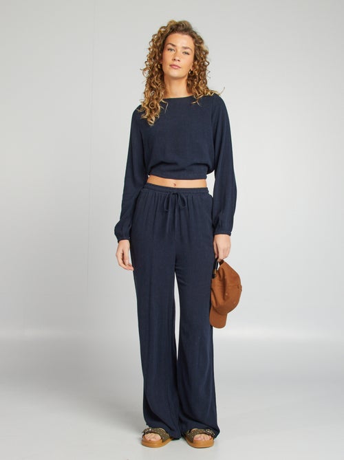 Blusa de manga comprida e gola redonda com estampado - Kiabi