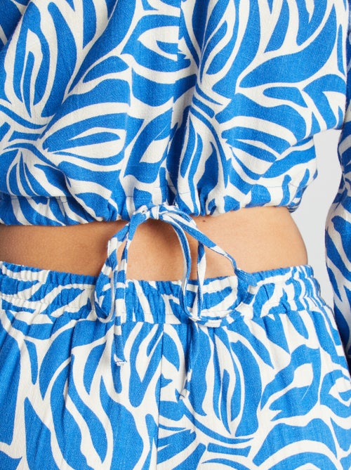 Blusa de manga comprida e gola redonda com estampado - Kiabi