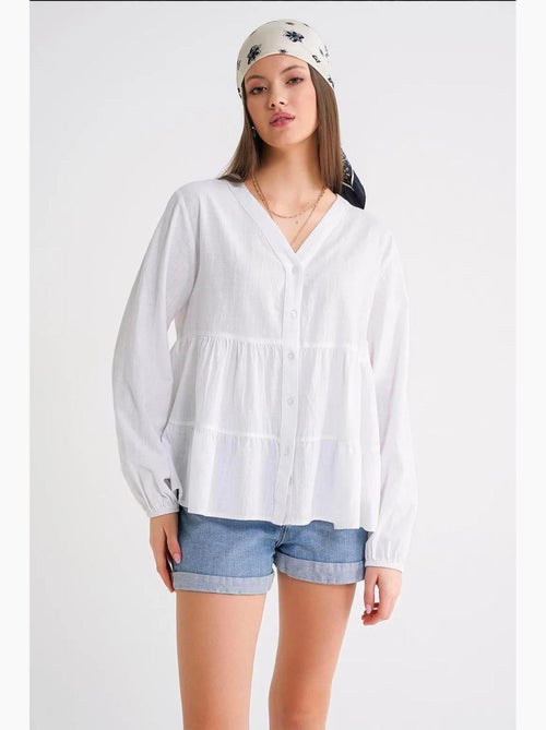 Blusa de manga comprida em camadas com decote em v mixray - Kiabi