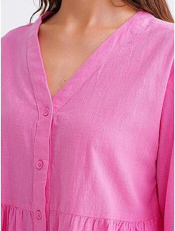 Blusa de manga comprida em camadas com decote em v mixray