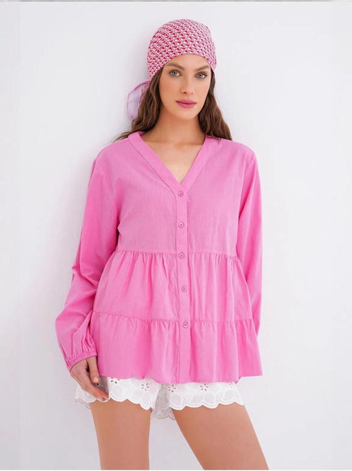 Blusa de manga comprida em camadas com decote em v mixray - Kiabi