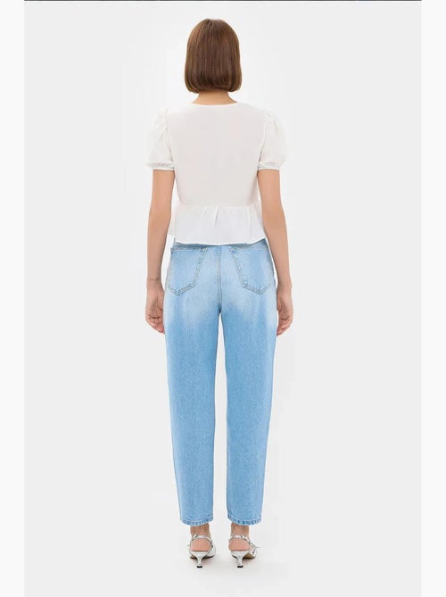 Blusa de manga curta com atilhos à frente e decote em v hiccup - Kiabi