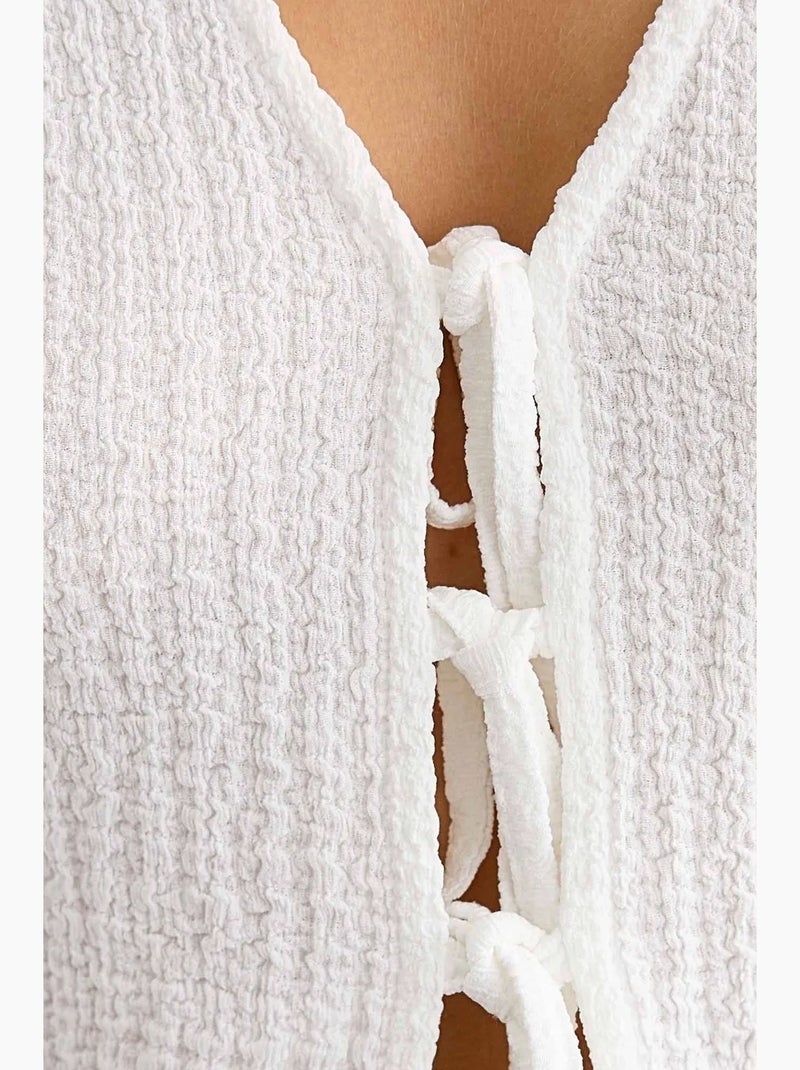 Blusa de manga curta com atilhos hiccup Branco - Kiabi