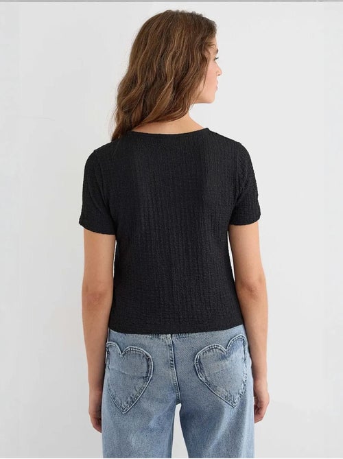 Blusa de manga curta com atilhos - Kiabi Blusa de manga curta com atilhos - Kiabi