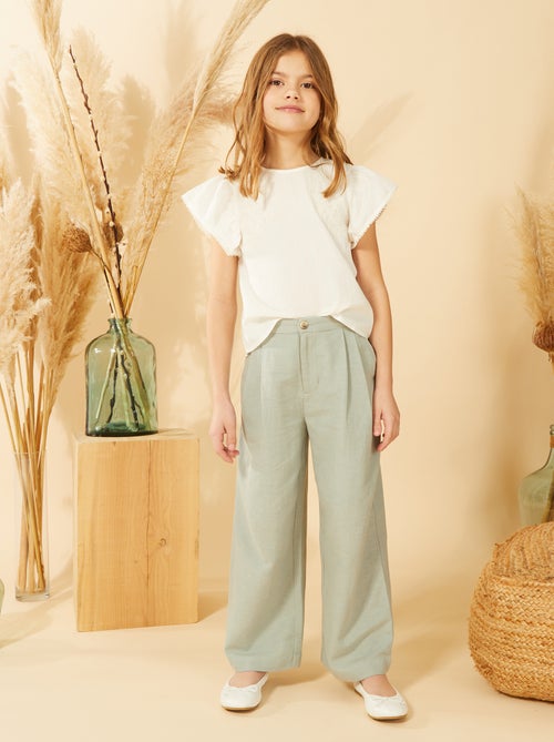 Blusa de manga curta com bordados - Kiabi