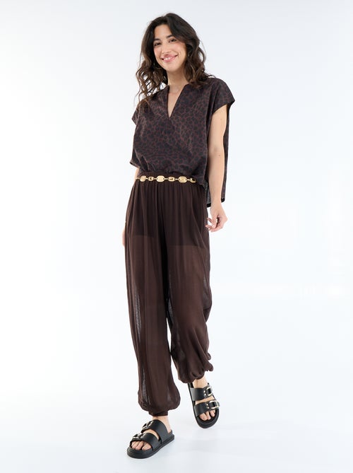 Blusa de manga curta com decote em V - Kiabi