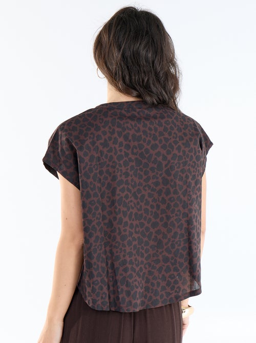 Blusa de manga curta com decote em V - Kiabi