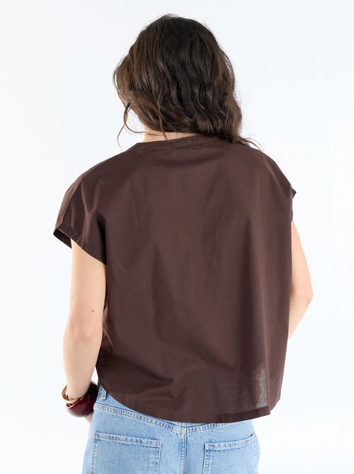 Blusa de manga curta com decote em V - Kiabi