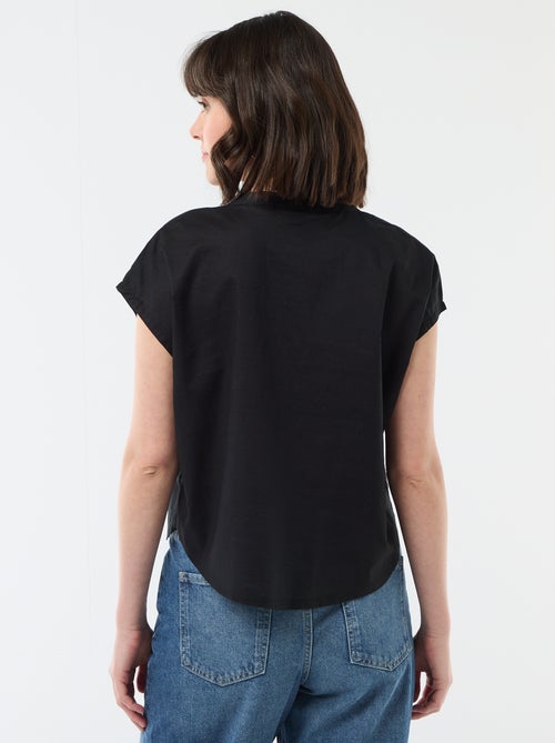 Blusa de manga curta com decote em V - Kiabi