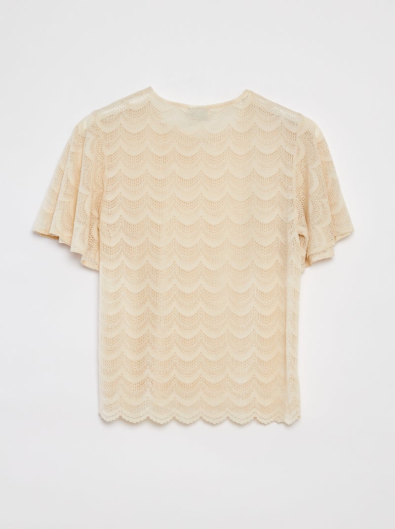Blusa de manga curta de renda 'JDY' BEGE - Kiabi