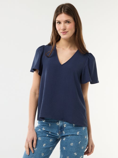 Blusa de manga curta e decote em V - Kiabi