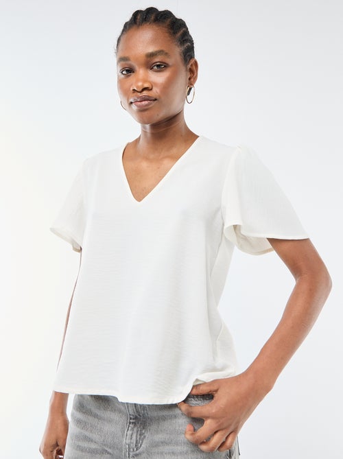 Blusa de manga curta e decote em V - Kiabi