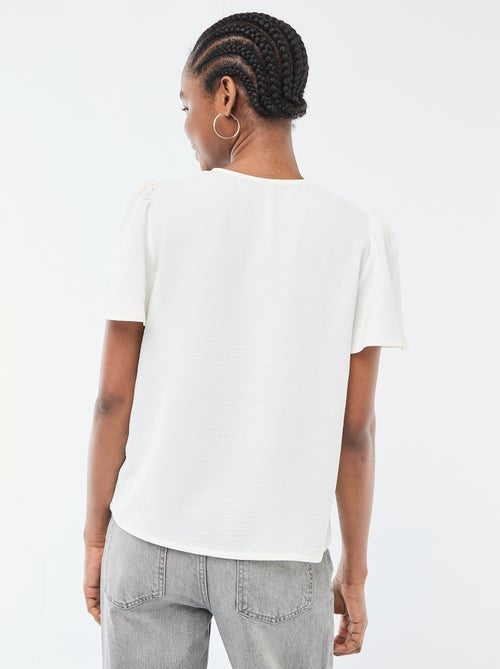Blusa de manga curta e decote em V - Kiabi