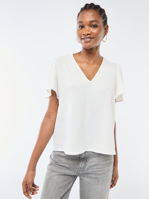 Blusa de manga curta e decote em V - Kiabi