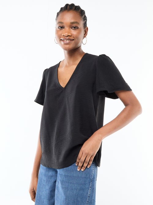 Blusa de manga curta e decote em V - Kiabi