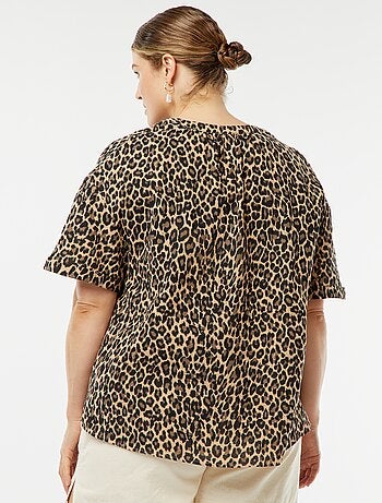 Blusa de manga curta em gaze de algodão