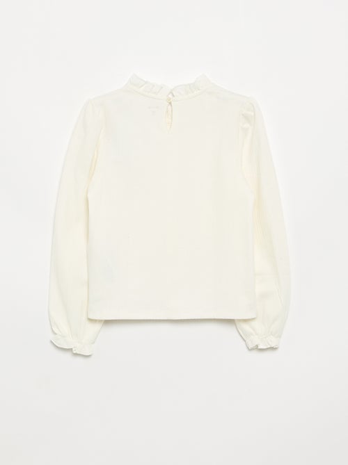 Blusa de mangas compridas com gola com folhos - Kiabi