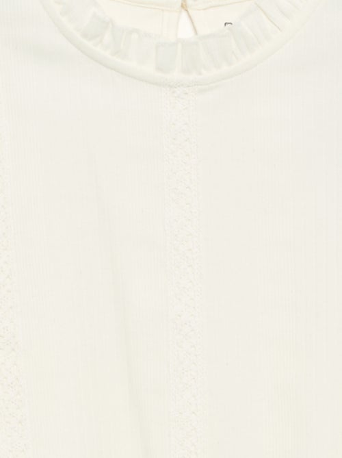 Blusa de mangas compridas com gola com folhos - Kiabi