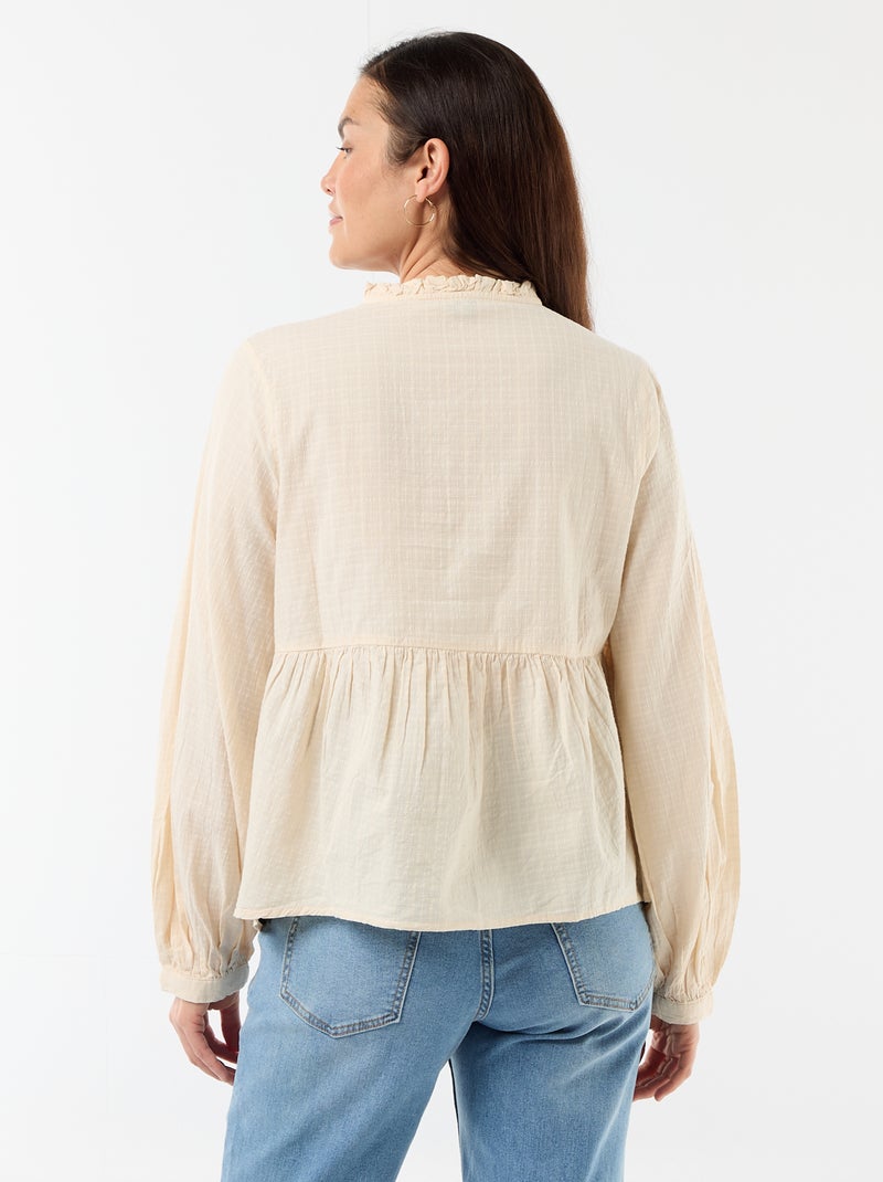 Blusa de maternidade bordada em gaze de algodão Branco - Kiabi