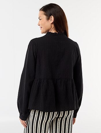 Blusa de maternidade bordada em gaze de algodão