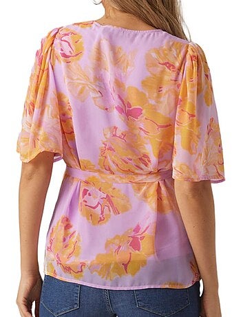 Blusa de Maternidade Dino Vero Moda para Grávidas Violeta/Laranja