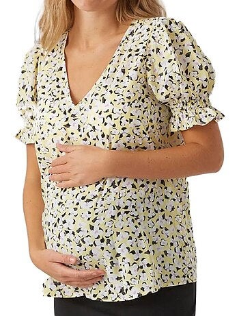 Blusa de Maternidade Molea Vero Moda Amarelo/Branco para Mulher