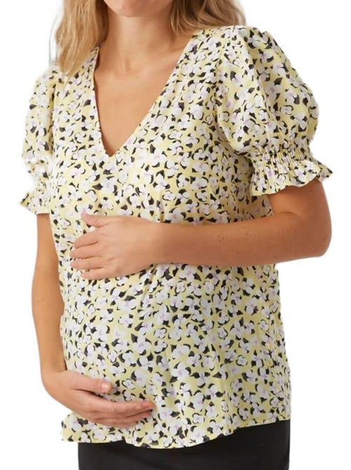 Blusa de Maternidade Molea Vero Moda Amarelo/Branco para Mulher - Kiabi
